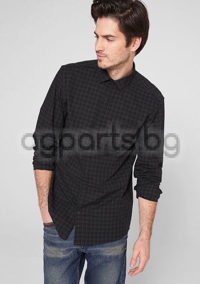 Slim: tone-in-tone check shirt