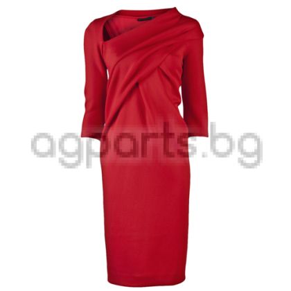 Asymmetrical Neck Dress in Crimson