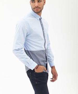 Colorblocked Button-Down Shirt