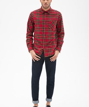 Plaid Flannel Collared Shirt