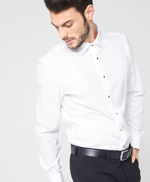 Slim: shirt with turn-up cuffs