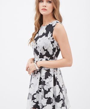 Pleated Floral Organza Dress