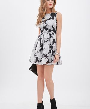 Pleated Floral Organza Dress